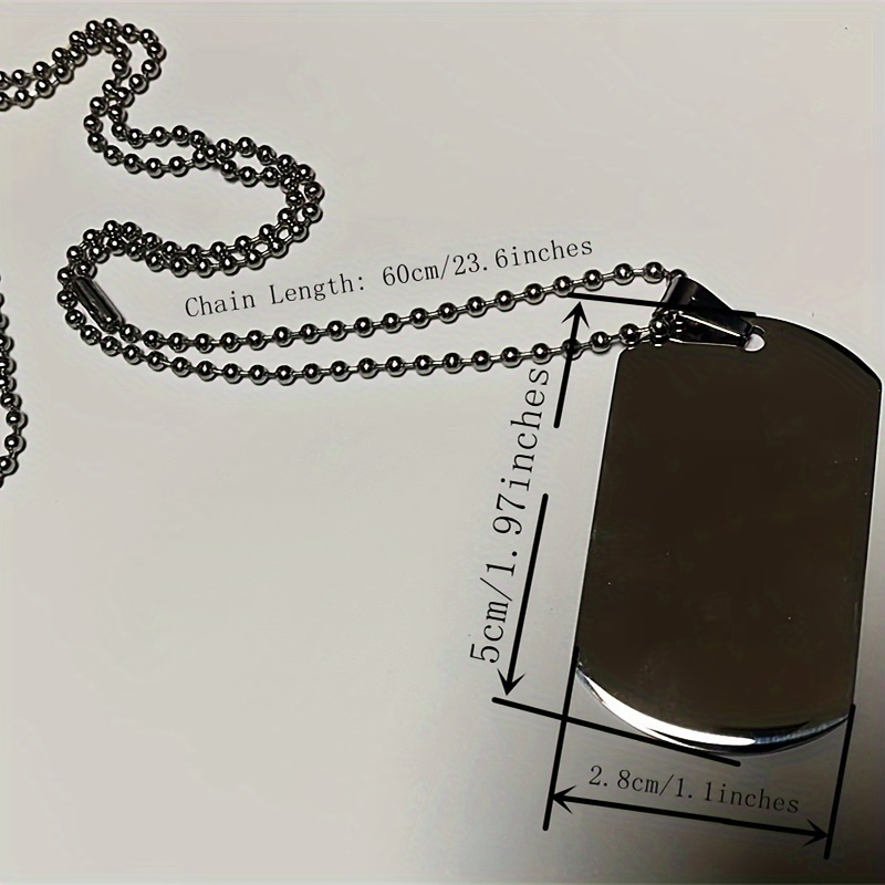 Custom Men's Army Dog Tag Pendant Identity Necklace Engraved Stainless Steel